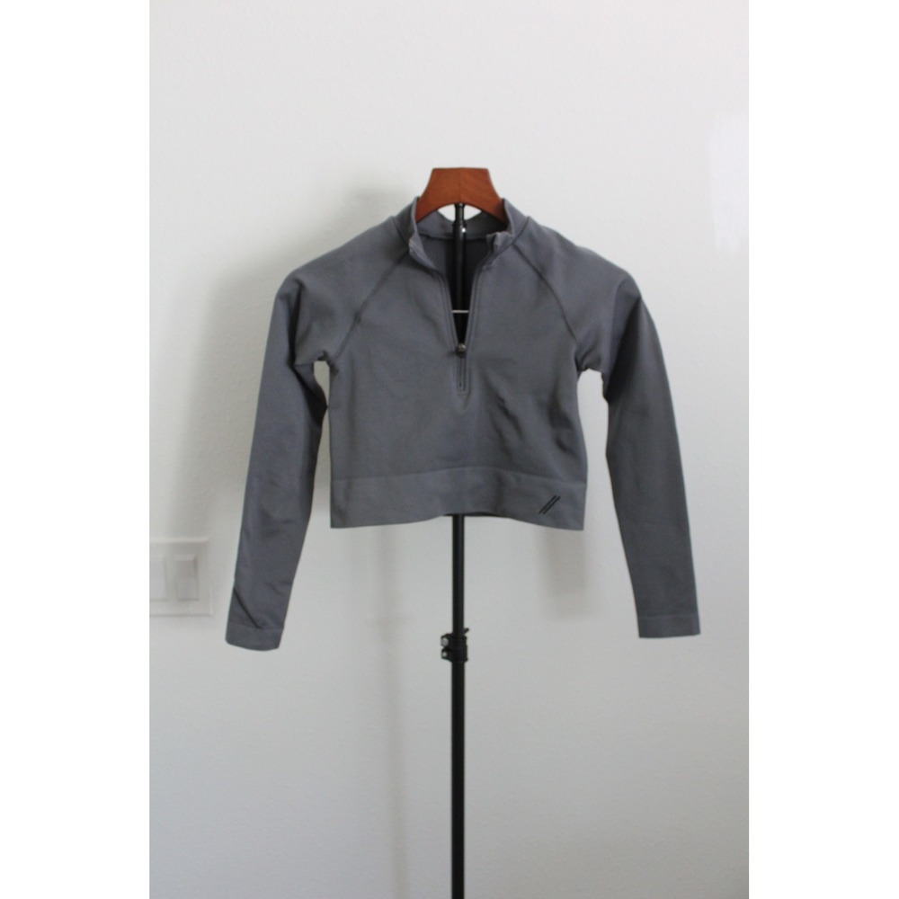 TALA Aster Women's Grey Long Sleeve Cropped‎ Quarter Zip Pullover Size Small
